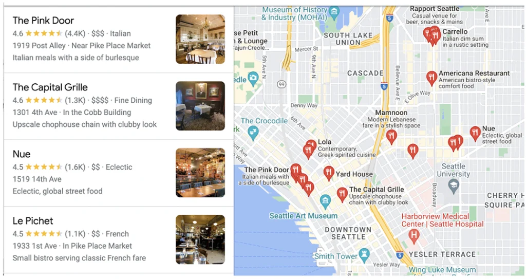 screenshot showing google's local pack